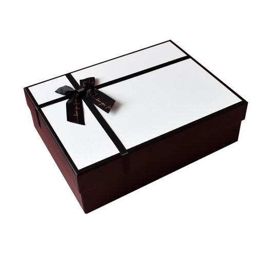 Rectangular Gift Box with Ribbon Bow, Top-and-Base Design—Perfect for Christmas Gifts, Cosmetic Treats, and Souvenir Presents
