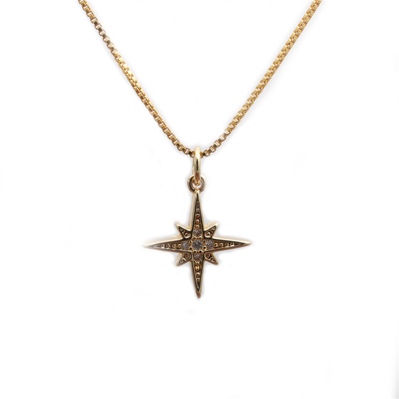 Micro-inlaid Zircon Six-pointed Star Necklace display picture 1