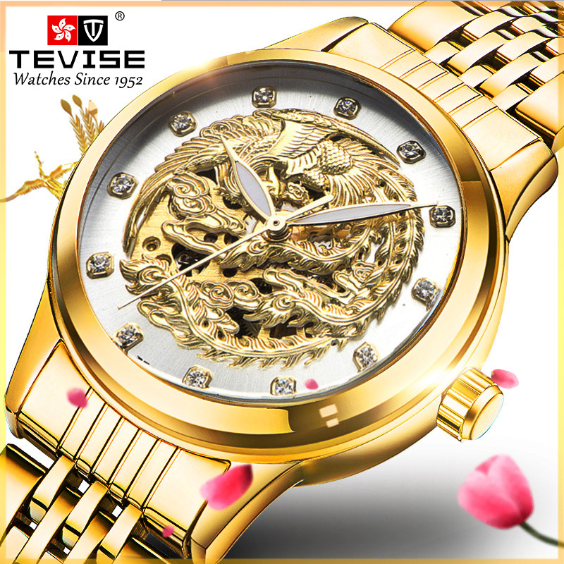 2021爆款特威斯龙凤腕表全自动机械手表男士女士手表防水情侣手表|ru