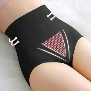 Panal sin costuras de cintura media alta vientre contrayendo ropa interior de triángulo de grafeno ropa interior de cintura media sin costuras transpirable para mujer