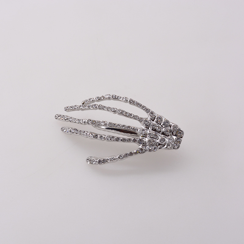 Punk Dark Temperament Wild Hair Clip Ins Same Flash Diamond Skull Ghost Claw Edge Clip Metal Clip display picture 8