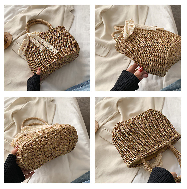 Spring New Straw Woven Bag Holiday Woven Bag Sen Department Beach Holiday Beach Bag Vegetable Basket Type Female Bag display picture 14