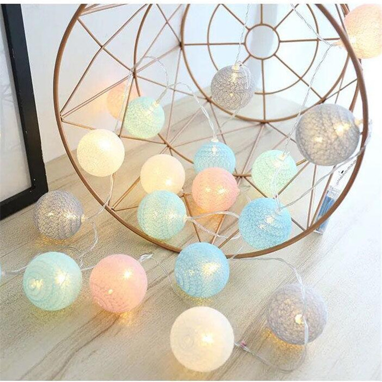 Tailandia bola de algodón Cadena de luz LED luces de colores tienda de los niños fiesta boda diseño romántico chica corazón luces decorativas
