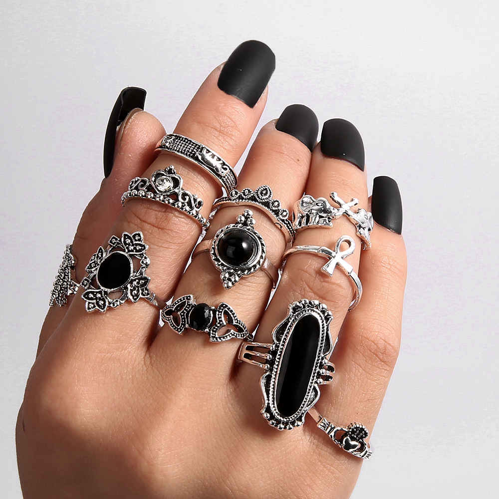 Alloy Material Fashion Geometric Alloy Plating Artificial Gemstones Women'S Ring Sets
