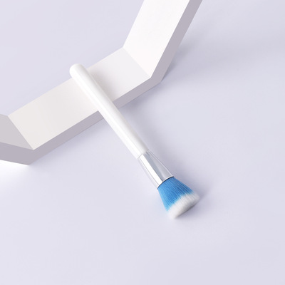 佰魅船单支化妆刷美妆工具白色木柄散粉刷单支长杆蓝白美妆刷工厂