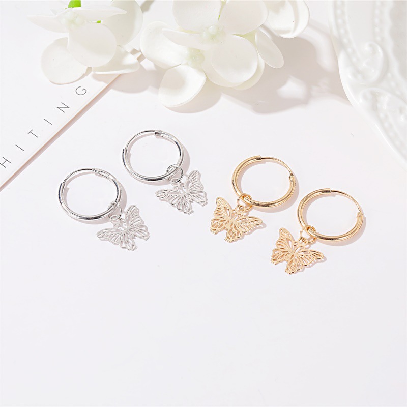 Style Européen Et Américain Nouveau Boucles D'oreilles Froid Simple Doux Papillon Boucles D'oreilles Femelle Français Style Tempérament Creux Insectes Boucles D'oreilles display picture 3