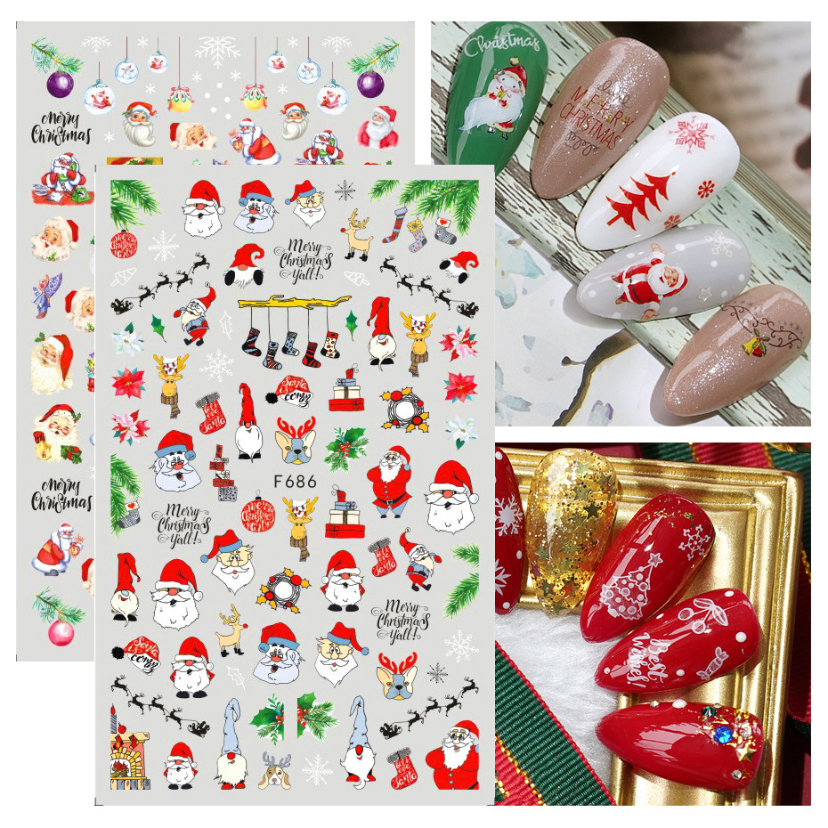 Halloween Christmas Fashion Santa Claus Snowman Skull Sticker Nail Decoration Accessories 1 Piece display picture 4