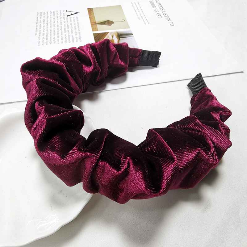 Korean New Style Velvet Solid Color Fold Headband Wholesale Nihaojewelry display picture 5