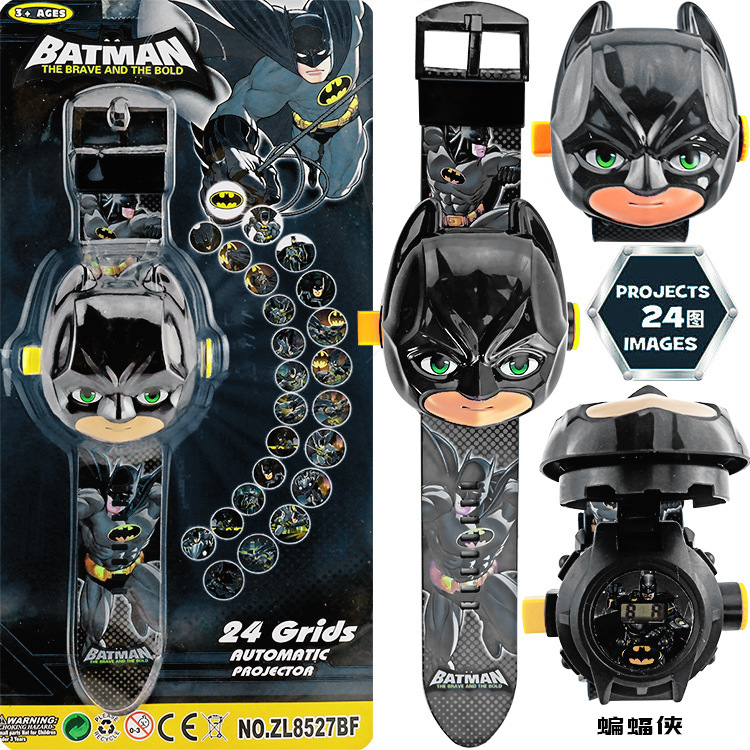 卡通造型公仔手表24图投影表翻盖电子腕表男女儿童佩戴玩具表发光