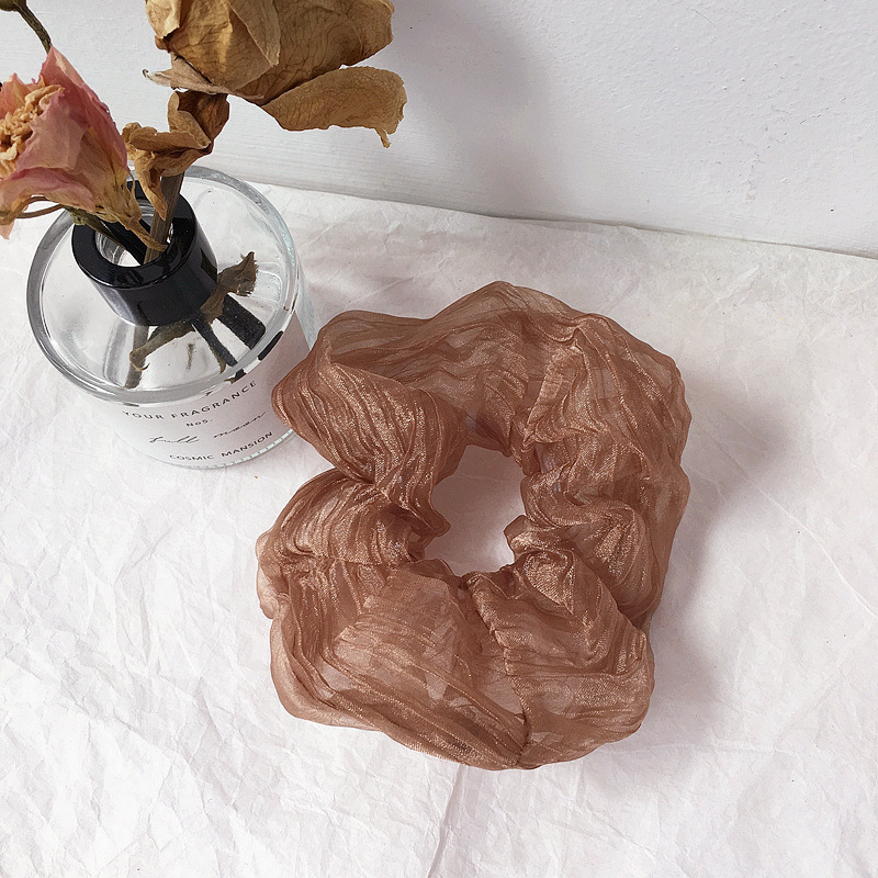 New Pearlescent Wrinkle Fabric Simple Large Intestine Ring Rubber Band Hair Scrunchies Wholesale Nihaojewelry display picture 4