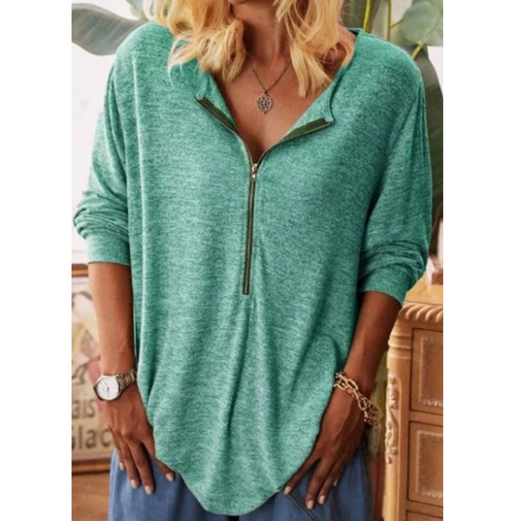 new autumn and winter loose long-sleeved V-neck solid color pullover bottoming shirt  NSLZ26679