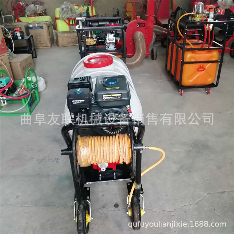 推车式农药喷洒机 双人操作汽油打药机 推车式园林果园打药机  66