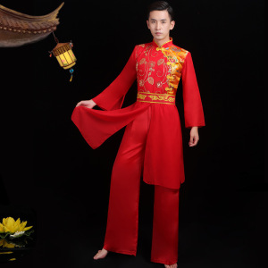腰鼓打鼓服演出服女中国风喜庆盘鼓民族舞蹈服装秧歌舞龙舞狮服男