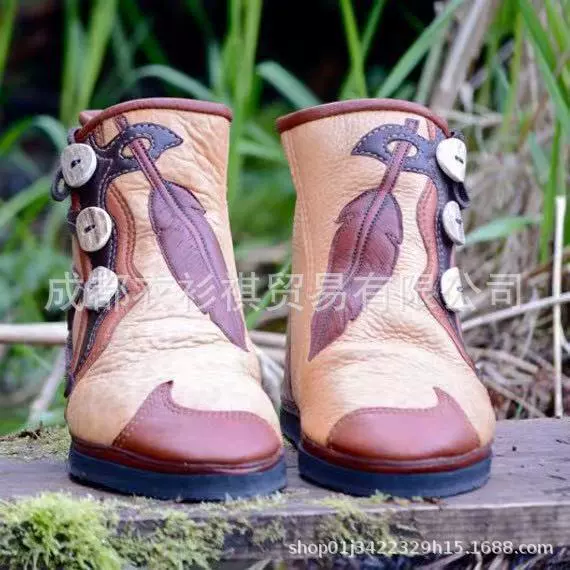 Трансграничная фабрика, осенне-зимние новые женские короткие сапоги, обувь с круглым носком и вышивкой на танкетке, женские сапоги, внешняя торговля, 34-43 Ярда, можно сделать
