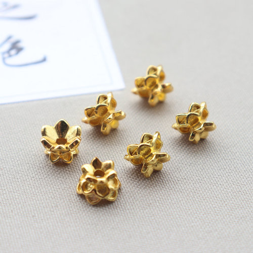 Casting copper color-retaining central hole lotus pattern flower holder separator beads DIY ancient-style hair accessory hairpin main material Hanfu jewelry