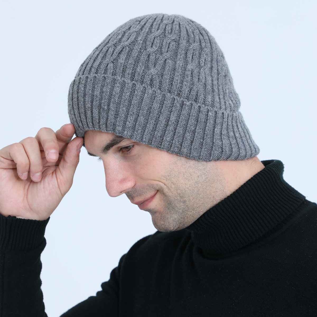 Knitted Beanie Hat For Men Warm Winter Wool Cycling Ear Cap_voghion.com