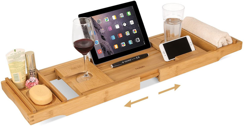 Bamboo bathtub chassis bath workbench adjustable chassis with extended side mobile phone holder chassis and flat bracket Bamboo bathtub chassis bath workbench adjustable chassis with extended side mobile phone holder chassis and flat bracket