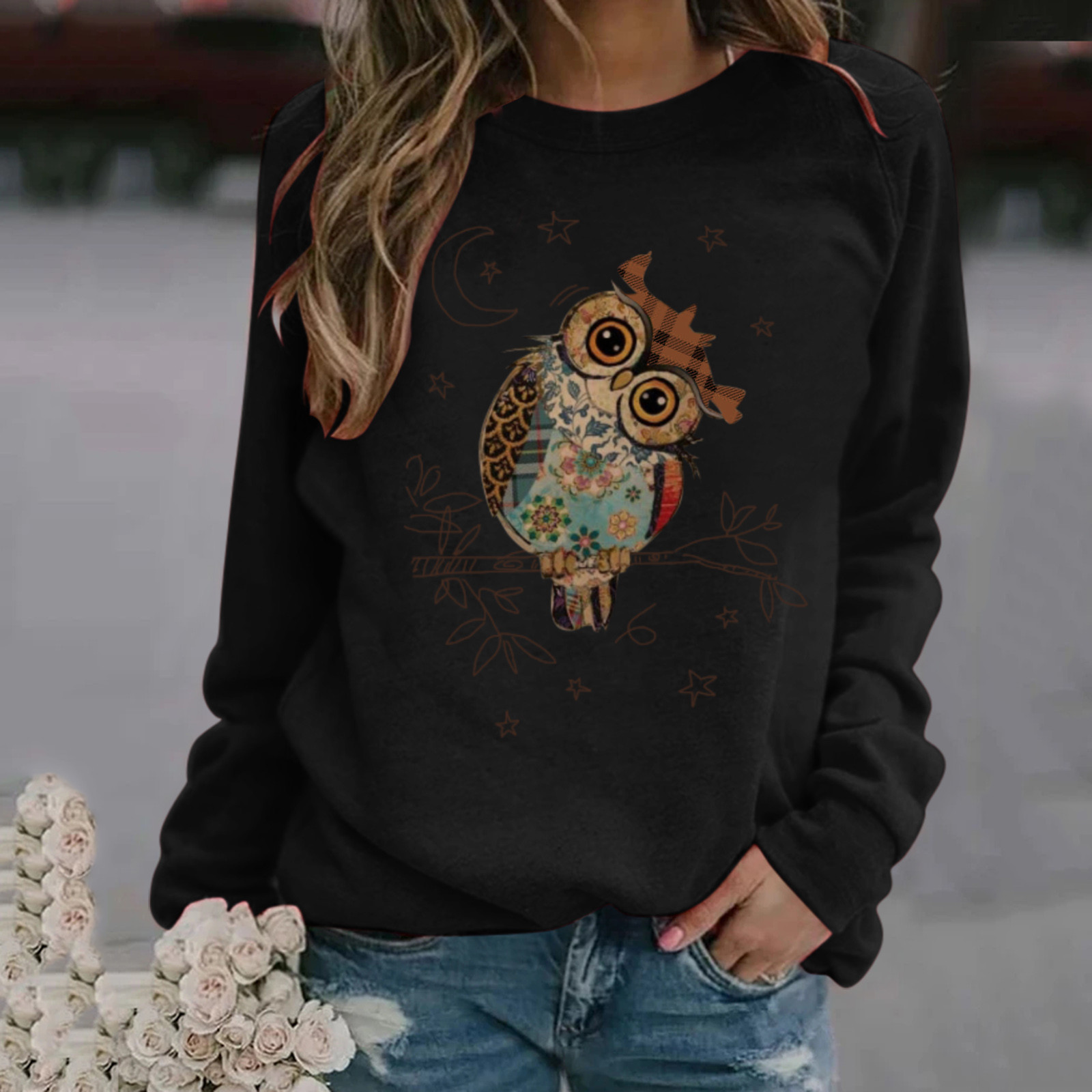 Printing Design Fashion Style Women's Hoodie Long Sleeve Hoodies & Sweatshirts Printing Fashion Owl