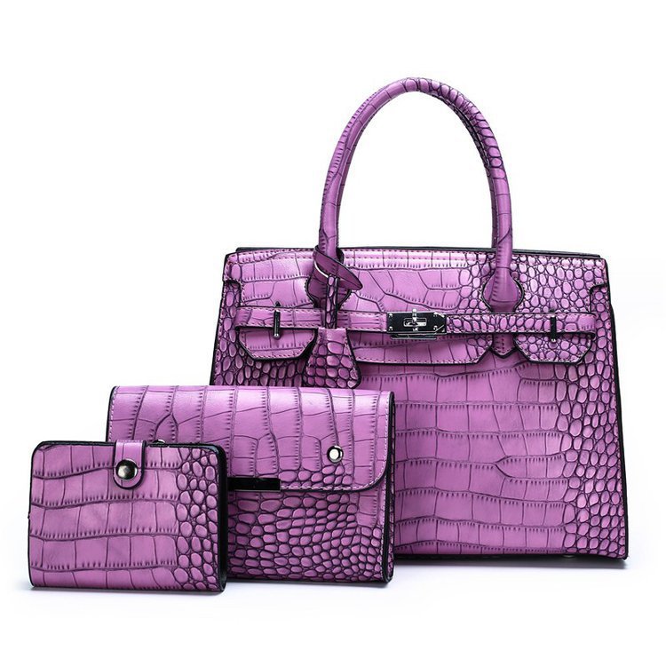 Women's bag 2021 new solid color crocodi...