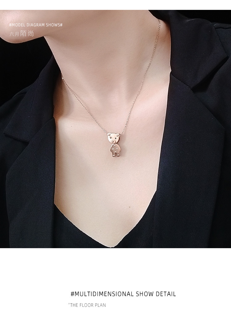 Collier Plaqué En Acier Inoxydable Simple Ours display picture 8