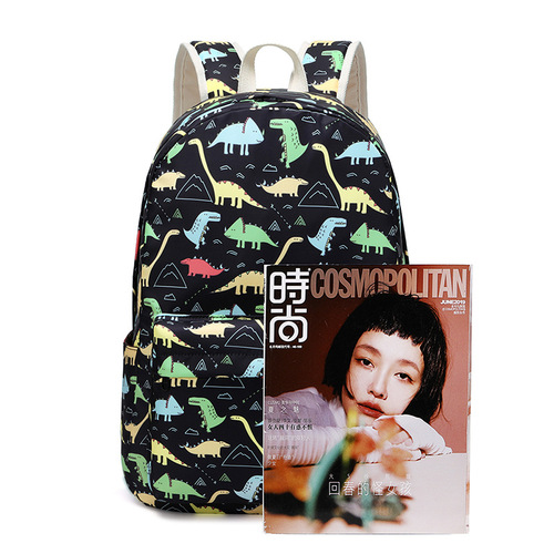 Cross-border elementary school student dinosaur schoolbag female cute cartoon three-piece backpack middle school student light spine protection backpack male