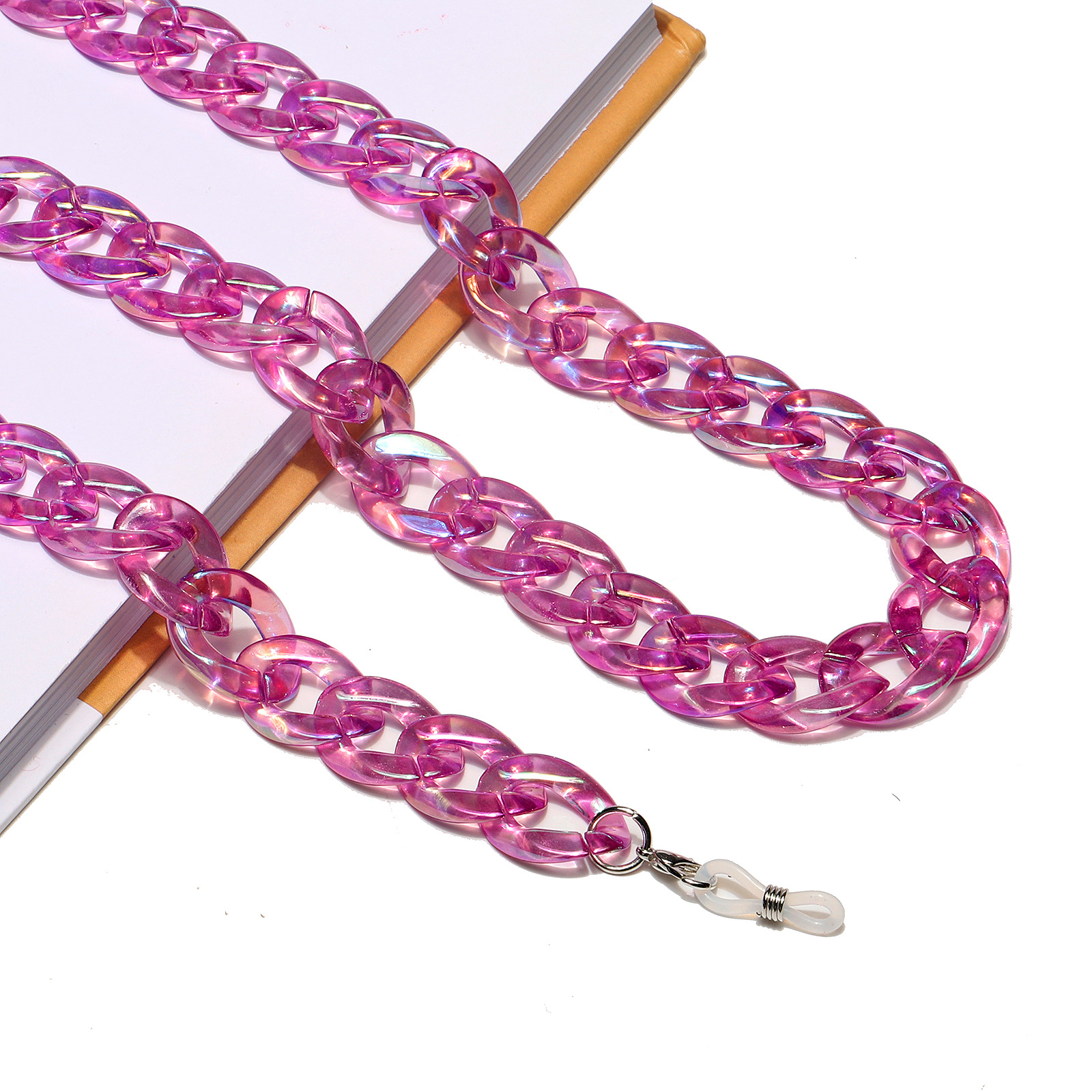 30g Weight Plastic Material White, Purple, Red, Cyan Color Acrylic Plastic Transparent Glasses Chain 3