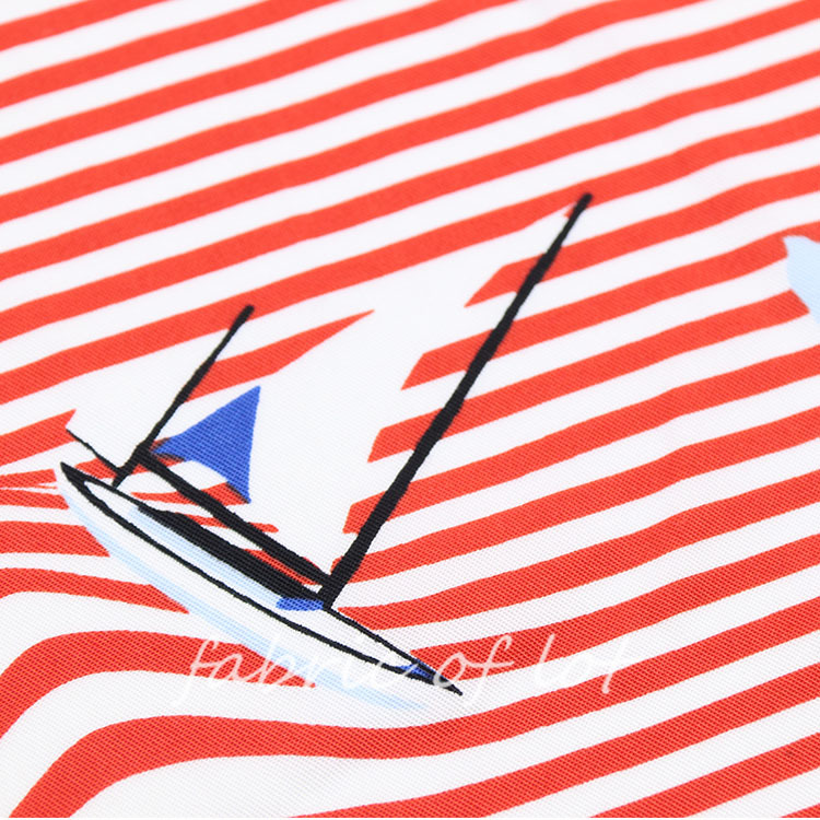 【定制】12072P#帆船条30S莱赛尔纤维斜纹梭织印花面料衬衫连衣裙