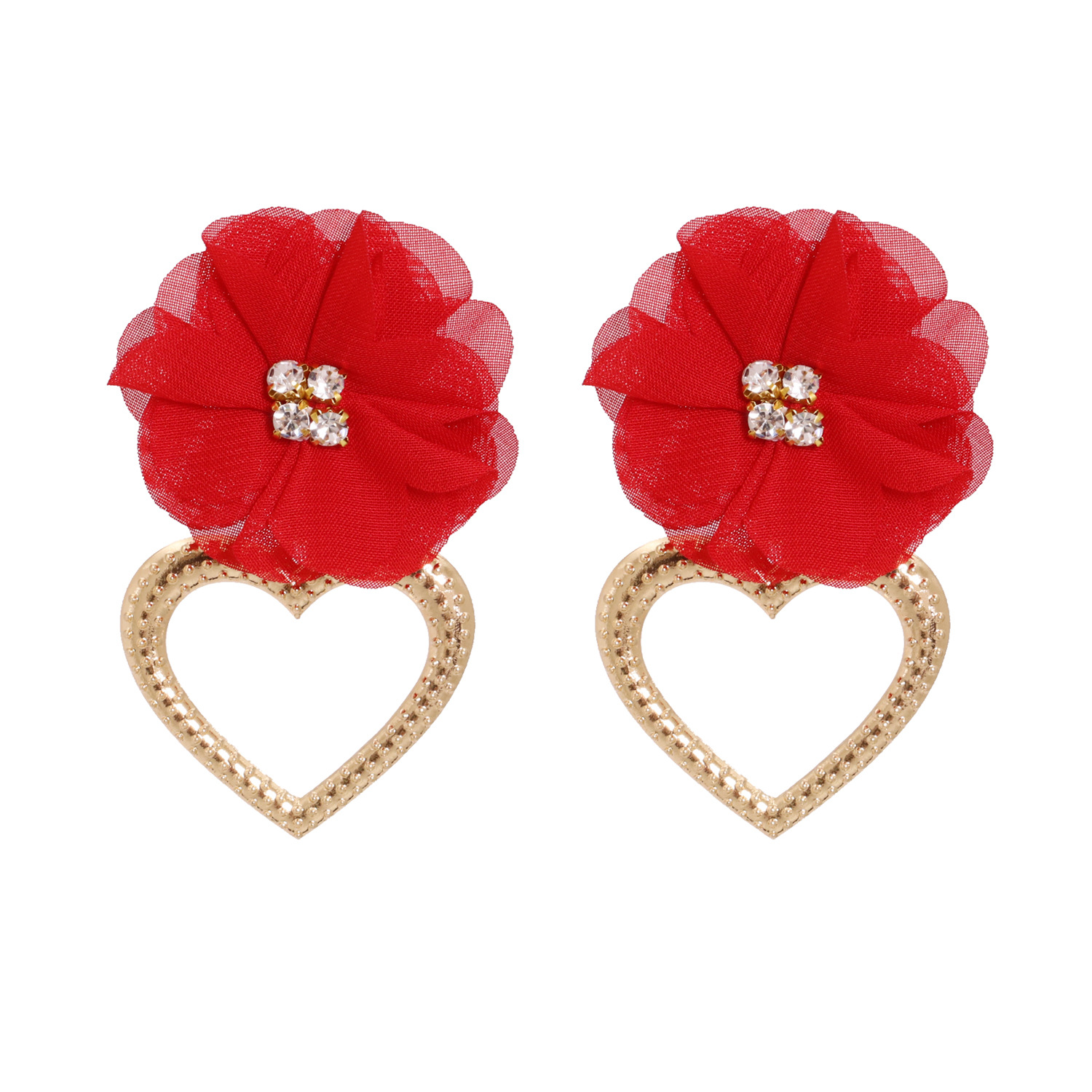 Pendientes Exagerados De La Flor De Las Mujeres De La Marca De La Aleación En Forma De Corazón De La Moda display picture 15