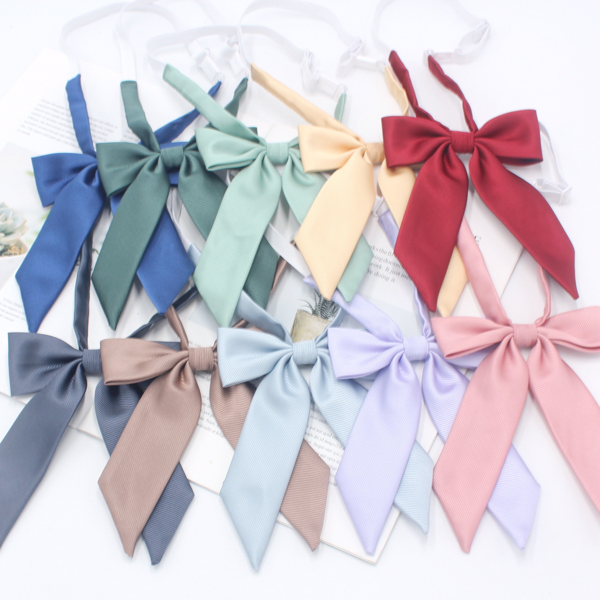 Fabricante spot sarga pajarita femenina estilo coreano color sólido pequeño cuello de mango largo traje de marinera uniforme JK pajarita