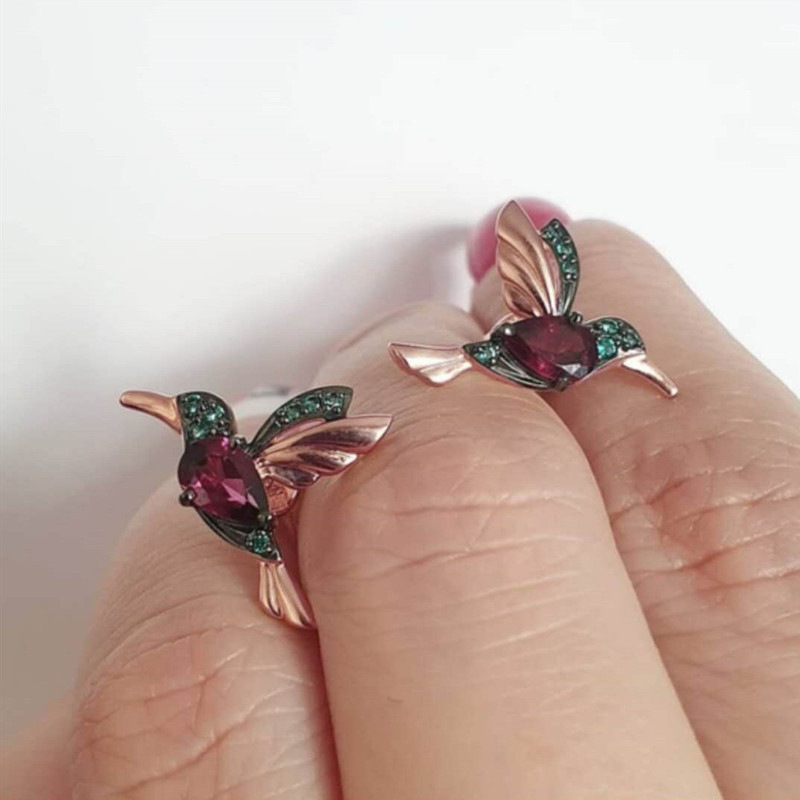 Fashion Bird Shaped Copper Inlaid Zircon Copper Earrings Wholesale display picture 3