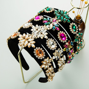 Hair clip hairpin for women girls hair accessories Black gold velvet Baroque retro floret Headband