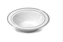 7.5寸19cm硬塑料一次性餐盘碗银边深盘PS沙拉碗SALA碗金边碗6个