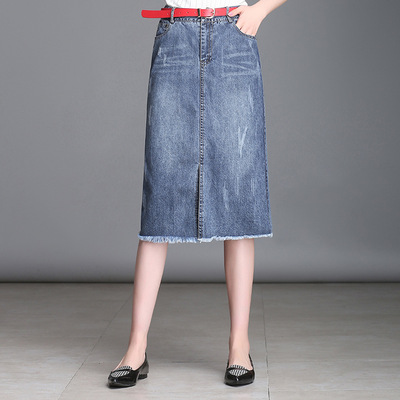 高端2020夏季休闲气质韩版女装拼贴牛仔A字裙大码半身裙一手货源