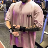 Muscle Maiba Комплексные тренировки Спортивная Мужская футболка с коротким рукавом с половинным рукавом для фитнеса Свободная одежда для бега Дышащая тренировка Отдых Мужчины