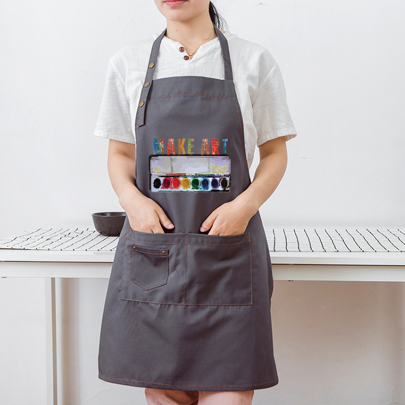 Simple pintura delantal mujer adulto estudiante de arte pintura al óleo antifouling casa sin mangas ropa de trabajo imprimible LOGO