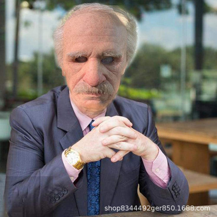 Viejo hombre máscara cabeza cubierta Calvo viejo abuelo peluca horror máscara independiente soporte popular Halloween nuevo