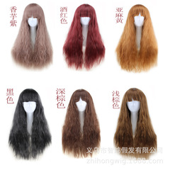 Full bangs, corn perm, long wig cover, instant noodle roll, air bangs, simulated fluffy wig head cover, whole top can be wholesaled