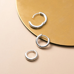 S925 Silver Korean Version Simple Hoop Earrings with Geometric Design, Polished, Versatile, DIY Handmade Jewelry Accessory S0828