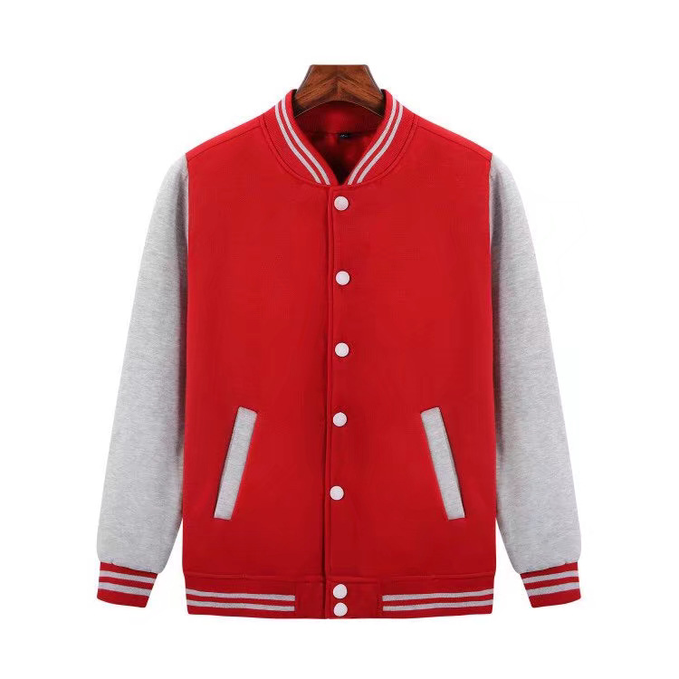 厂家供应加厚加绒棒球服立领开衫棒球服外套来图刺绣印制logo