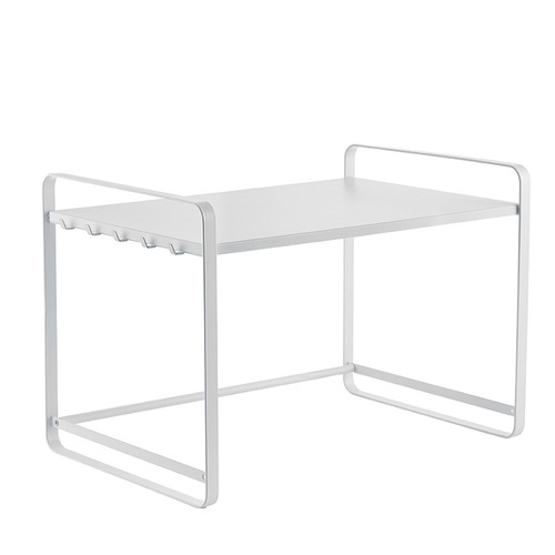 White simple iron double-layer countertop oven storage rack supplies space-saving kitchen microwave storage rack