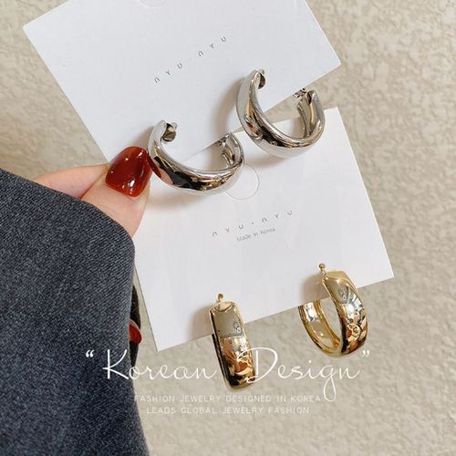 S925 Silver Needle Wide Metal Large Hoop Earrings, European and American Fashion Exaggerated Earrings, Korean Style, Influencer Trendy Hong Kong Style Women's Earrings