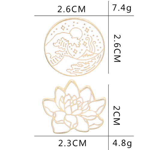 Japanese fashion Ukiyo style lotus spray series combination student denim trendy personality versatile brooch corsage