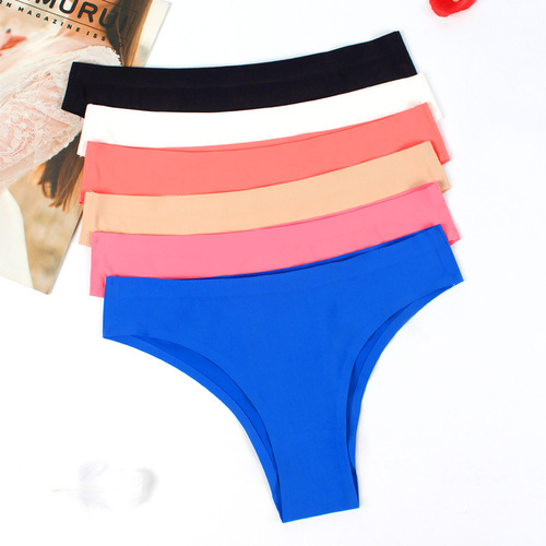 Yoga Seamless Sports and Fitness Panties Low Waist Women's Sexy One Piece Seamless Ice Silk Briefs Pure Cotton Crotch