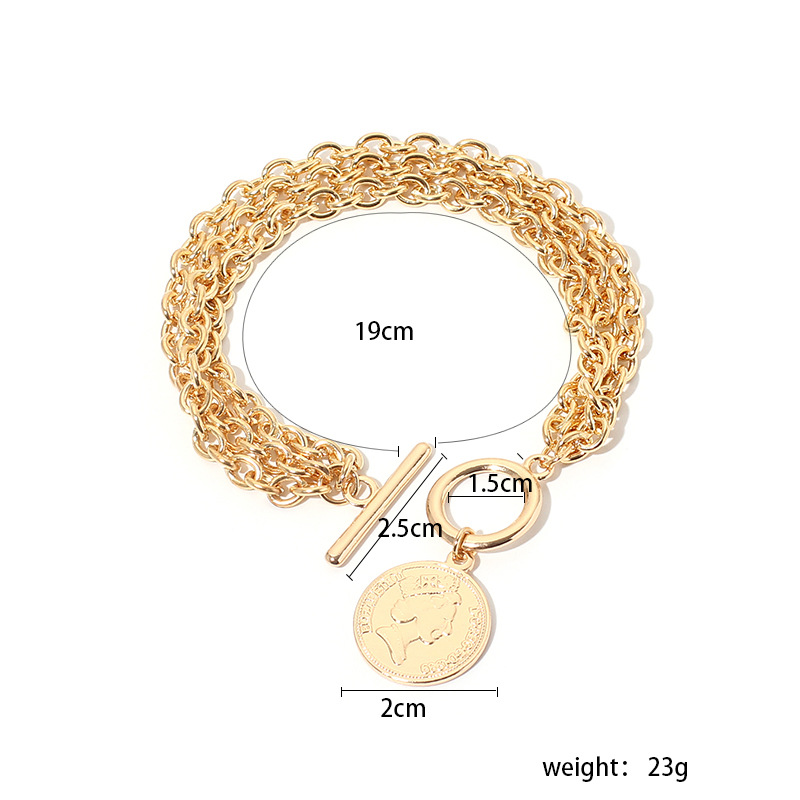 28g Weight Bracelets Classification Business, Travel Occasion Women'S Gender Gold, Silver Color Fashion Metal Hip-hop Bracelet 无