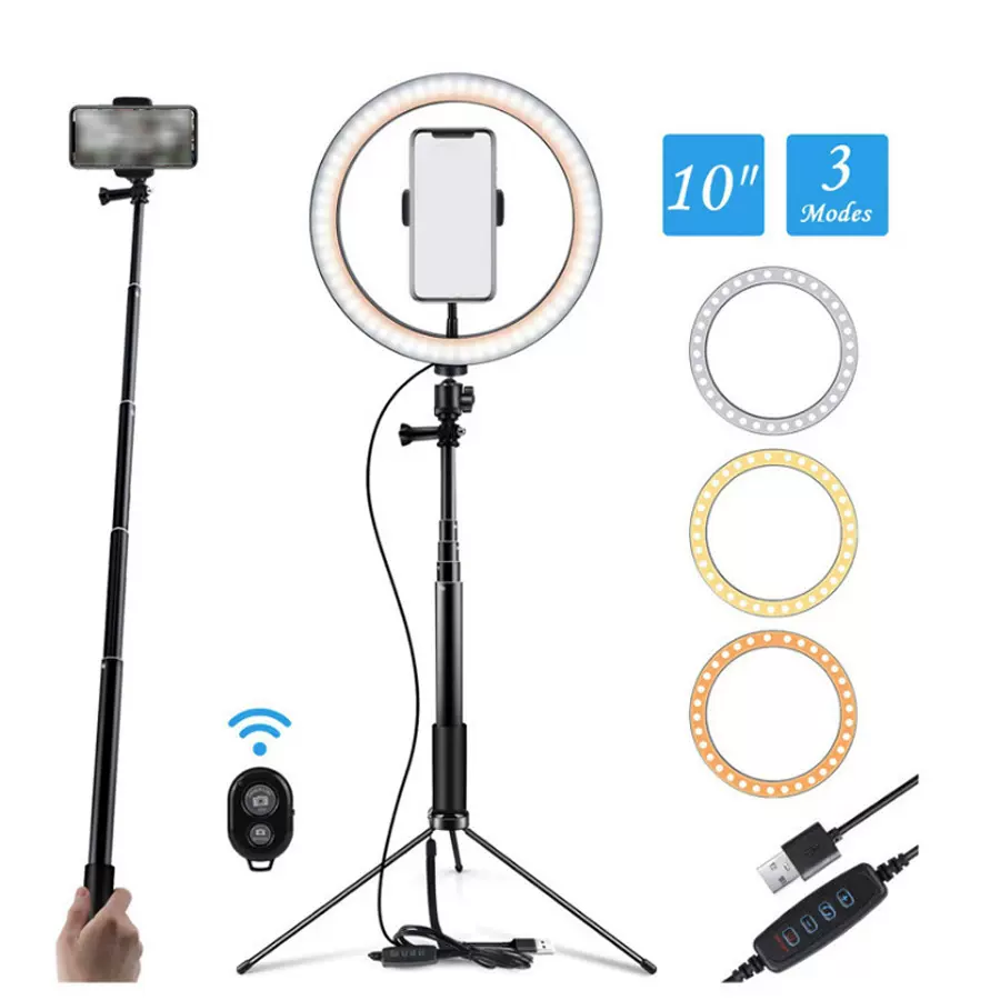 直播补光灯10寸环形补光灯26cm手机摄影美颜LED灯多合一自拍套装