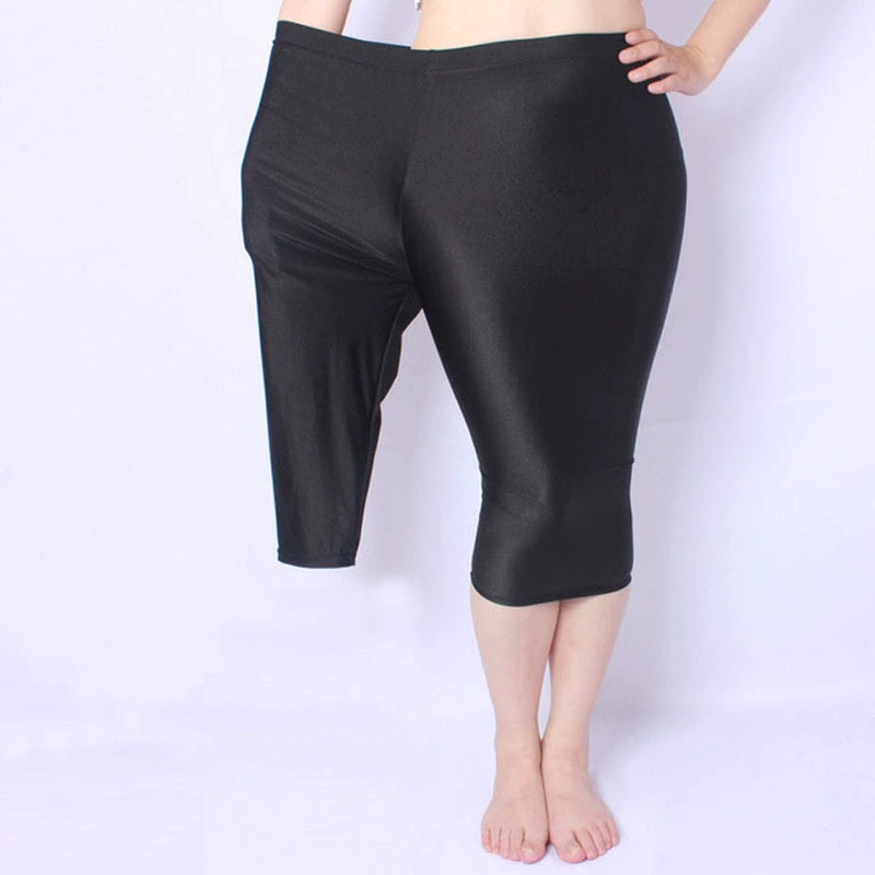 Летние глянцевые леггинсы женские укороченные брюки плюс толстые тонкие с высокой талией плюс размер свободные леггинсы 320 кг New