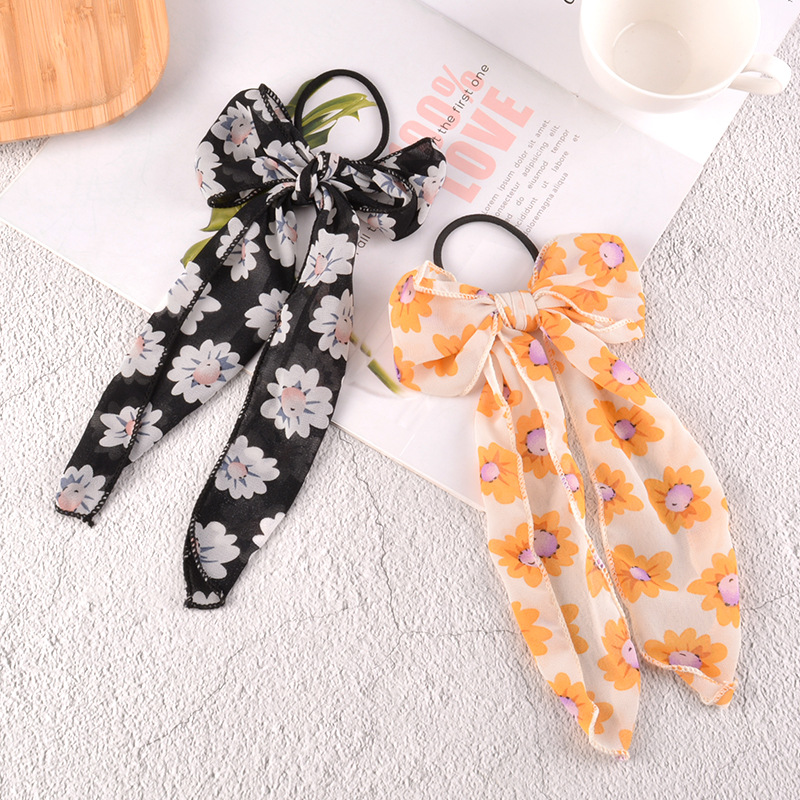 Chiffon Daisy Bow Hair Rope display picture 11