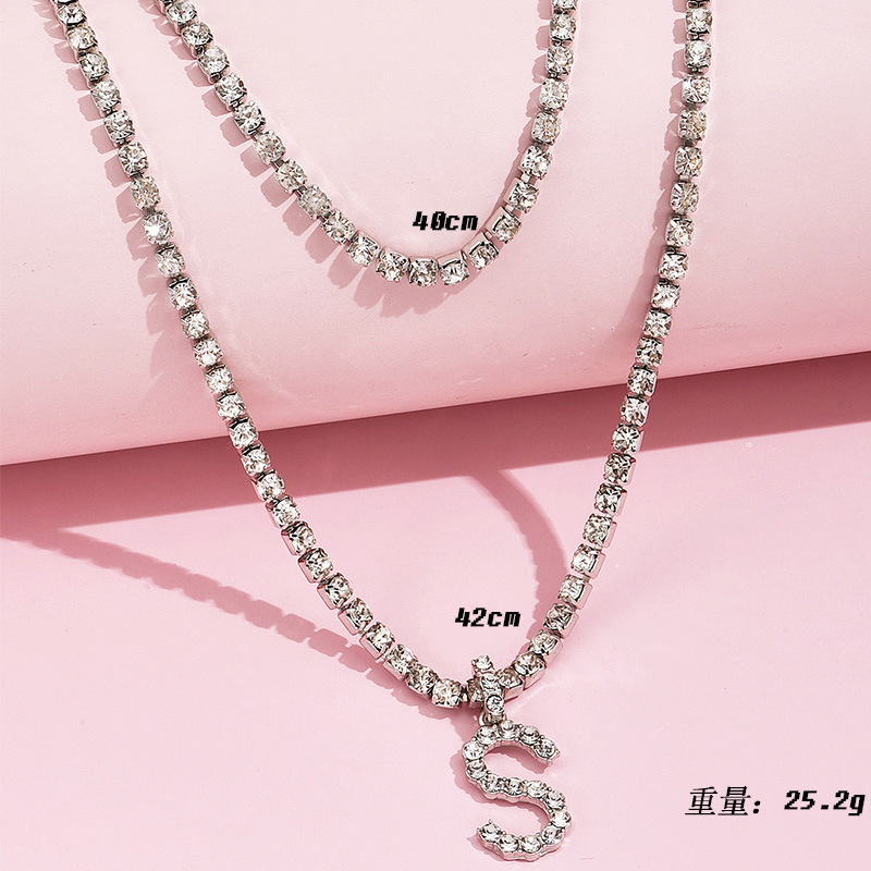 Fashion New Letter Full Diamond Pendant Women's Necklace display picture 4