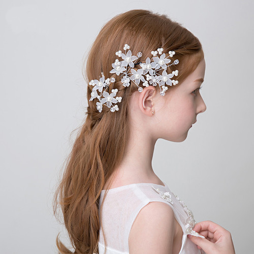 Cross-border ebay new children's headwear Korean style beautiful girl imitation pearl hairpin flower girl hairpin children's hair accessories