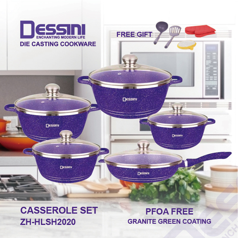 dessini12pc piece set marble pot aluminu...